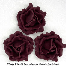 Deep Dusky Mauve Wine 3D Sugar Non-Wired Roses  3 SHADES 4 SIZES