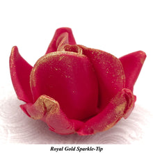 Rose Gold Sparkle-Tip Ruby Red 3D Non-Wired Large Sugar Peonies