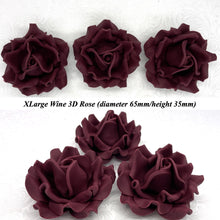 Deep Dusky Mauve Wine 3D Sugar Non-Wired Roses  3 SHADES 4 SIZES