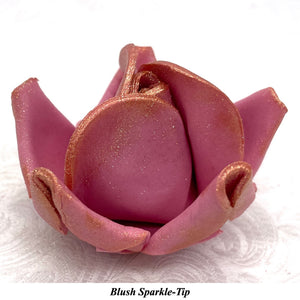 Wired Blush Sparkle-Tip Dusky Mauve Roses Sugar Roses Large & XLarge+ Sizes