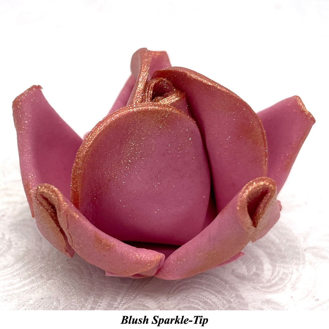 Wired Blush Sparkle-Tip Dusky Mauve Roses Sugar Roses Large & XLarge+ Sizes