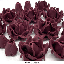 Deep Dusky Mauve Wine 3D Sugar Non-Wired Roses  3 SHADES 4 SIZES