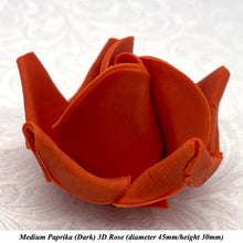 Burnt Orange Paprika 3D Sugar Non-Wired Roses  3 SHADES 4 SIZES