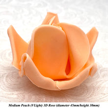 Peach Orange 3D Sugar Non-Wired Roses  3 SHADES 4 SIZES