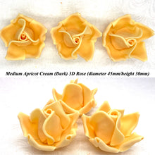 Apricot Cream Orange 3D Sugar Non-Wired Roses  3 SHADES 4 SIZES