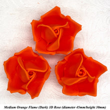 Bright Orange 3D Sugar Non-Wired Roses  3 SHADES 4 SIZES
