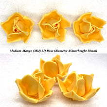Mango Yellow Orange 3D Sugar Non-Wired Roses  3 SHADES 4 SIZES
