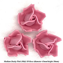 Dusky PInk 3D Sugar Non-Wired Roses  3 SHADES 4 SIZES
