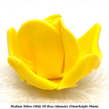 Yellow 3D Sugar Non-Wired Roses  3 SHADES 4 SIZES