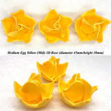 Bright Egg Yellow Orange 3D Sugar Non-Wired Roses  3 SHADES 4 SIZES