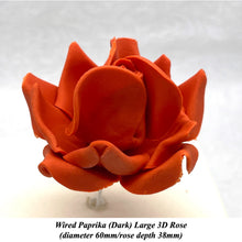 Coral Peach Blood Orange Wired Large 3D Sugar Roses Standard Petal 60 mm