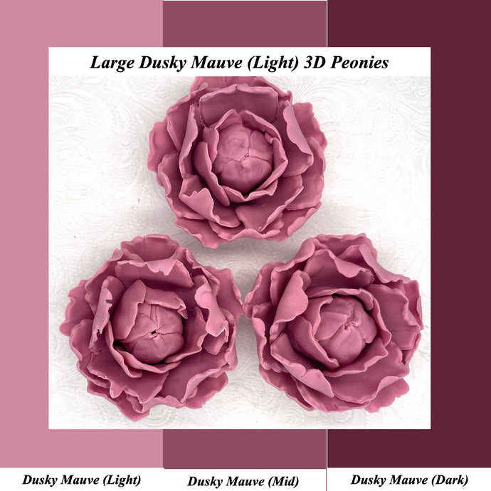 Dusky Mauve 3D Non-Wired Large Sugar Peonies