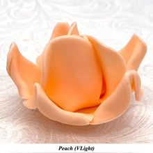 Non-Wired Orange Coral Peach Petite Medium 3D Sugar Roses Smaller Petal 40mm