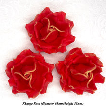 Gold Sparkle-Tip Poppy Red Sugar Roses 3SIZES NON WIRED