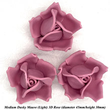 Dusky Mauve 3D Sugar Non-Wired Roses  3 SHADES 4 SIZES