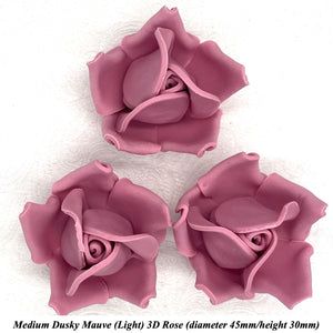 Dusky Mauve 3D Sugar Non-Wired Roses  3 SHADES 4 SIZES