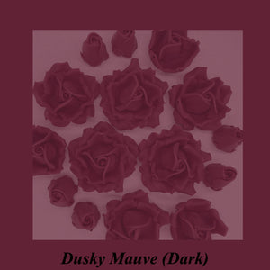 Deep Dusky Mauve Wine 3D Sugar Non-Wired Roses  3 SHADES 4 SIZES