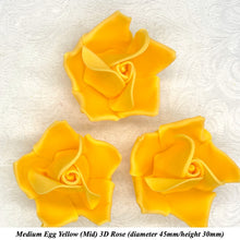 Bright Egg Yellow Orange 3D Sugar Non-Wired Roses  3 SHADES 4 SIZES