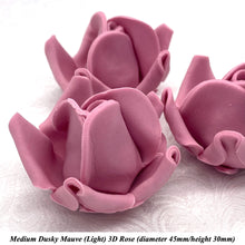Dusky Mauve 3D Sugar Non-Wired Roses  3 SHADES 4 SIZES