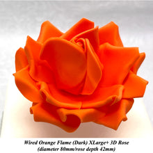 Orange Coral Peach Orange Flame Paprika Wired XLarge+ (Super) 3D Sugar Roses Larger Petal 80 mm