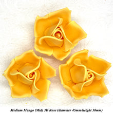 Mango Yellow Orange 3D Sugar Non-Wired Roses  3 SHADES 4 SIZES