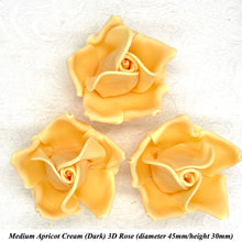 Apricot Cream Orange 3D Sugar Non-Wired Roses  3 SHADES 4 SIZES