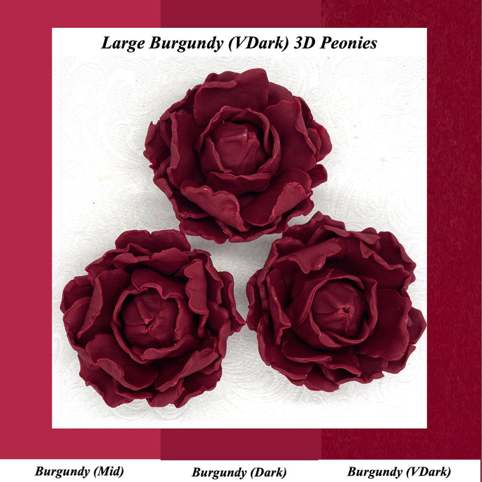 Burgundy Red 3D Non-Wired Large Sugar Peonies