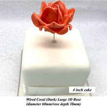 Coral Peach Blood Orange Wired Large 3D Sugar Roses Standard Petal 60 mm