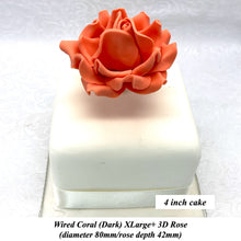 Orange Coral Peach Orange Flame Paprika Wired XLarge+ (Super) 3D Sugar Roses Larger Petal 80 mm