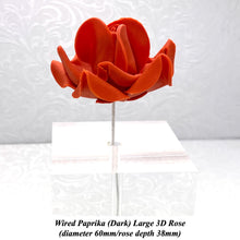 Coral Peach Blood Orange Wired Large 3D Sugar Roses Standard Petal 60 mm
