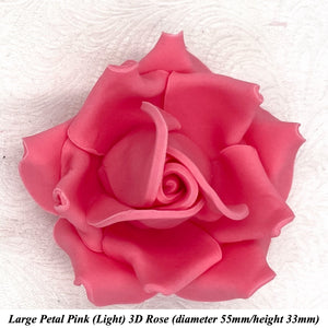 Non-Wired Petal Pink Warm Strawberry Pink 3D Sugar Roses  3 SHADES 4 SIZES