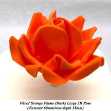 Coral Peach Blood Orange Wired Large 3D Sugar Roses Standard Petal 60 mm