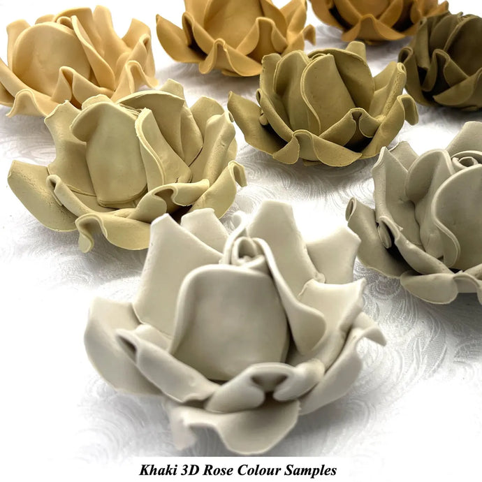 Non-Wired Large 3D Khaki Brown Sugar Roses: Standard Petal 55mm 3 SHADES