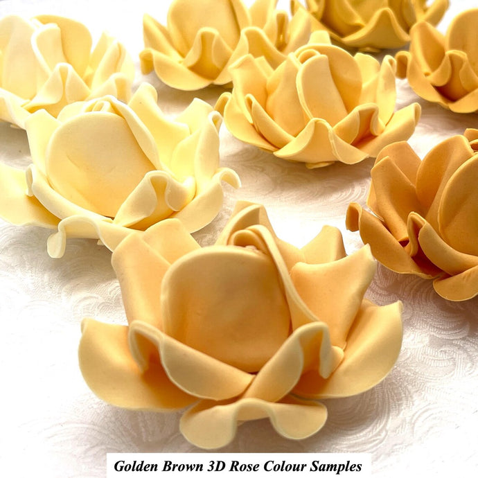 Non-Wired Large 3D Golden Brown Sugar Roses Standard Petal 55mm 3 SHADES