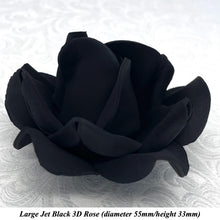 Non-Wired Large 3D Jet Black Sugar Roses Standard Petal 55mm
