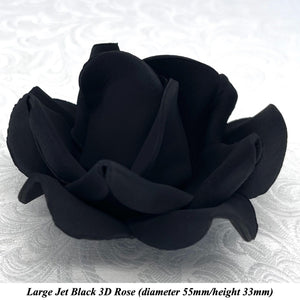 Non-Wired Large 3D Jet Black Sugar Roses Standard Petal 55mm
