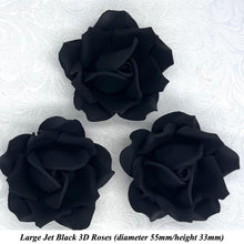 Non-Wired Large 3D Jet Black Sugar Roses Standard Petal 55mm