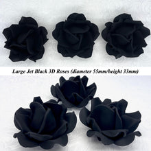 Non-Wired Large 3D Jet Black Sugar Roses Standard Petal 55mm