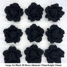 Non-Wired Large 3D Jet Black Sugar Roses Standard Petal 55mm