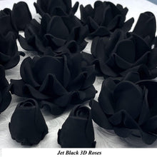 Non-Wired 4 Sizes 3D Jet Black Sugar Roses Standard Petal 20mm-65mm