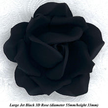 Non-Wired Large 3D Jet Black Sugar Roses Standard Petal 55mm