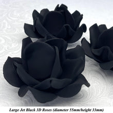 Non-Wired Large 3D Jet Black Sugar Roses Standard Petal 55mm