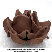 Non-Wired Large 3D White, Milk & Dark Chocolate Brown Sugar Roses Standard Petal 55mm