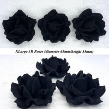 Non-Wired 4 Sizes 3D Jet Black Sugar Roses Standard Petal 20mm-65mm
