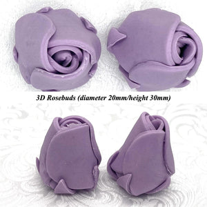 Non-wired Large 3D Light Grape Violet Sugar Roses 20mm to 65mm
