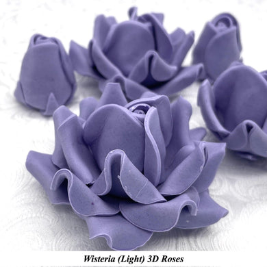 Non-wired Large 3D Light Violet Wisteria Sugar Roses 20mm to 65mm