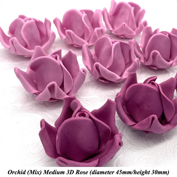 Non-Wired Large 3D Orchid Mauve Sugar Roses Standard Petal 45mm