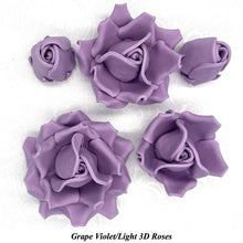 Non-wired Large 3D Light Grape Violet Sugar Roses 20mm to 65mm