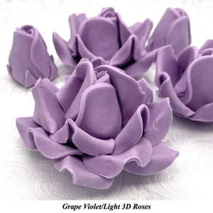 Non-wired Large 3D Light Grape Violet Sugar Roses 20mm to 65mm