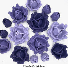 Non-wired Large 3D Violet Wisteria Mix Sugar Roses 20mm to 65mm